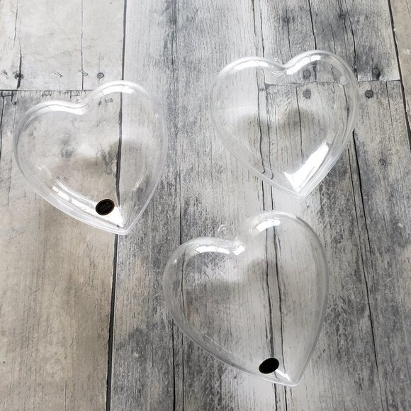 Set of 3 Clear Fillable Plastic Heart Containers - 4" - Picture 2 of 5